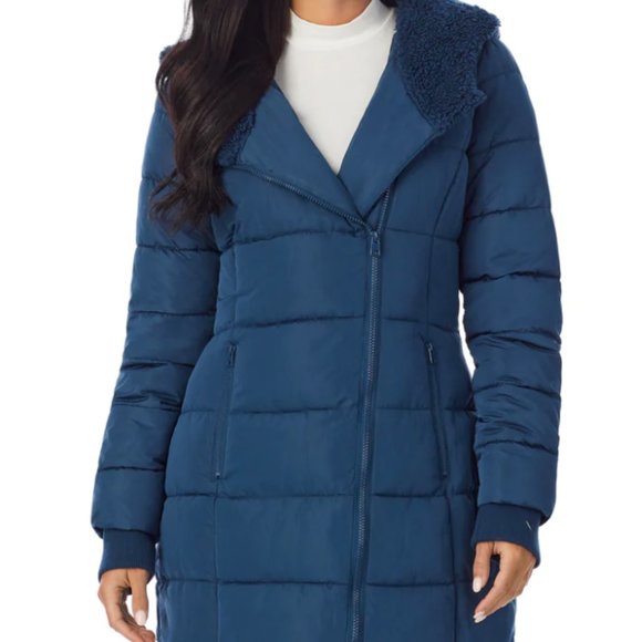 Cuddl Duds Jackets & Blazers - Cuddl Duds NWT Blue Long Sleeve Sherpa Lined Cuddly Long Puffer Jacket